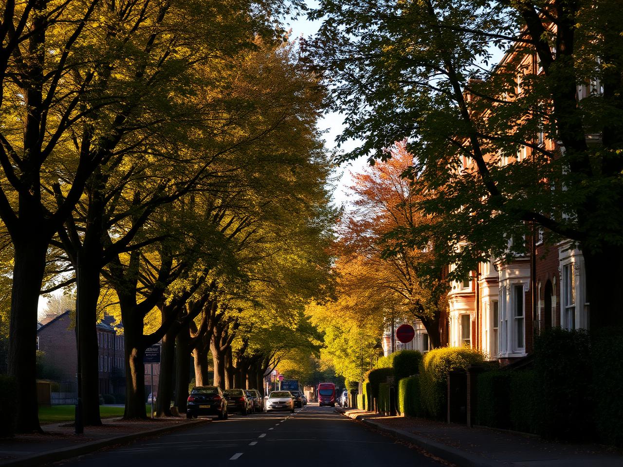 Tree-lined South Manchester street